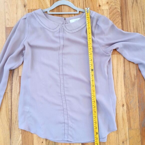 Ann Taylor LOFT sz. S Peter Pan Color nude tan blouse elegant cute - Picture 8 of 9